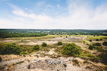 Image showing View from a hill in the summer with dry plains