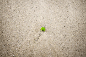 Image showing Green sanded glass in the water on a beach