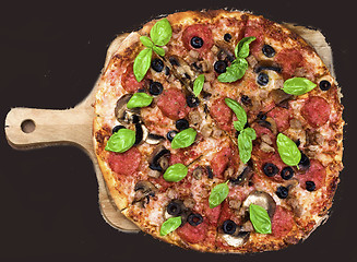 Image showing Pepperoni and Mushrooms Pizza