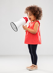 Image showing little african american girl shouting to megaphone