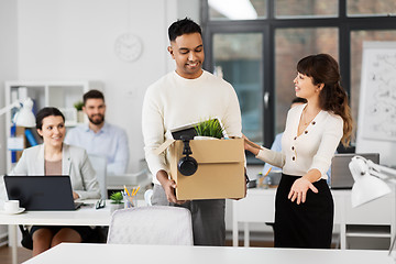 Image showing new male employee meeting colleagues at office