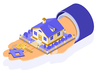 Image showing Sale Purchase Rent Mortgage House Isometric