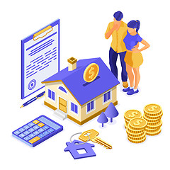 Image showing Sale Purchase Rent Mortgage House Isometric