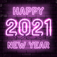 Image showing Happy New Year 2021 Neon Signboard