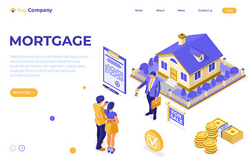 Image showing Sale Purchase Rent Mortgage House Isometric