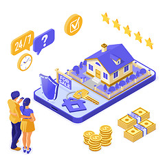 Image showing Online Sale Rent Mortgage House Isometric