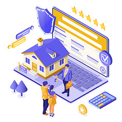 Image showing Online Sale Rent Mortgage House Isometric