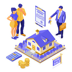 Image showing Sale Purchase Rent Mortgage House Isometric