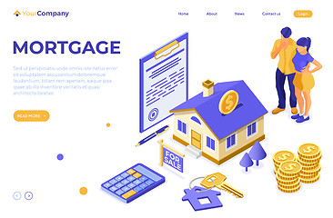 Image showing Sale Purchase Rent Mortgage House Isometric