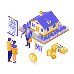 Image showing Sale Purchase Rent Mortgage House Isometric