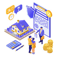 Image showing Sale Insurance Rent Mortgage House Isometric