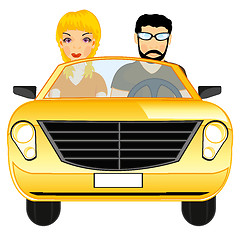 Image showing Man and woman in car cabriolet type frontal