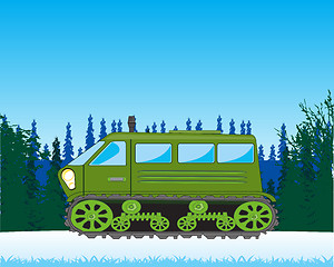 Image showing Vector illustration of the transport raised passabilities in snow wood