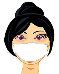 Image showing Girl from china in defensive mask from virus