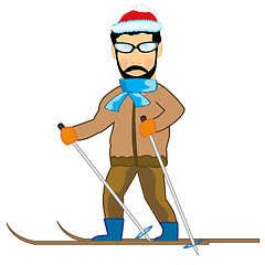 Image showing Man skier on white background is insulated
