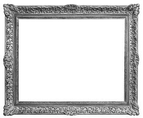 Image showing Rectangle Old silver-plated wooden frame isolated on white backg