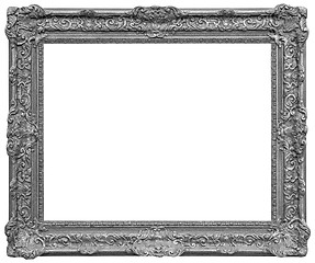 Image showing Rectangle Old silver-plated wooden frame isolated on white backg