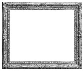 Image showing Rectangle Old silver-plated wooden frame isolated on white backg