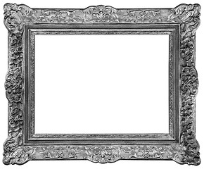 Image showing Rectangle Old silver-plated wooden frame isolated on white backg