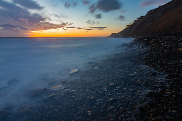 Image showing View of the high shore in Anapa, Russia, after sunset