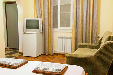 Image showing The interior of an ordinary room in an inexpensive hotel