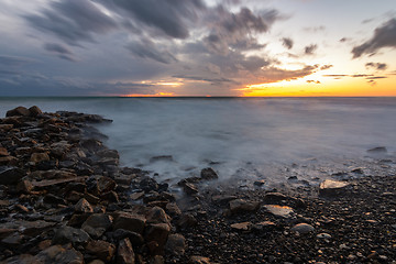 Image showing A peaceful evening landscape on the seashore