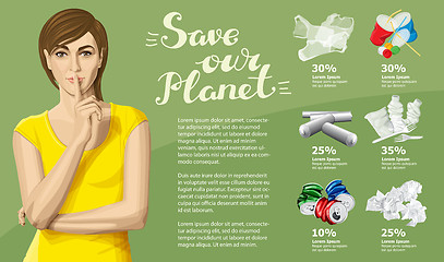 Image showing Vector Recycling Garbage And Woman