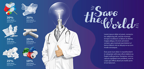 Image showing Vector Recycling Garbage And Lamp Head Doctor Man