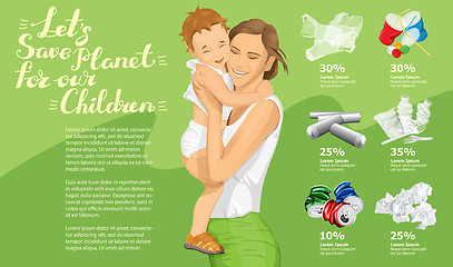 Image showing Vector Recycling Garbage And Happy Family