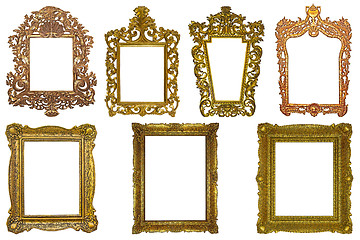 Image showing Set of rectangle Decorative vintage gilded golden wooden frames 