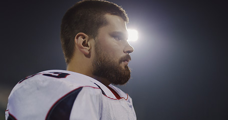 Image showing portrait of young confident American football player