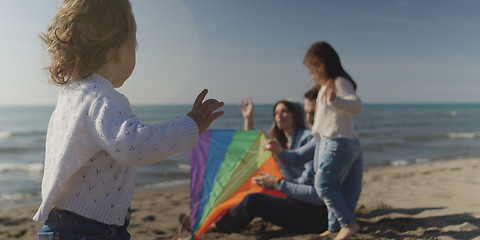 Image showing Young family enjoying vecation during autumn