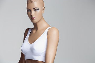 Image showing The female mannequin over gray studio background