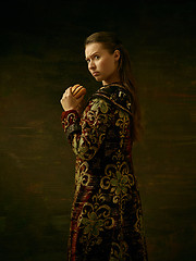 Image showing Girl standing in Russian traditional costume.