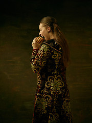 Image showing Girl standing in Russian traditional costume.