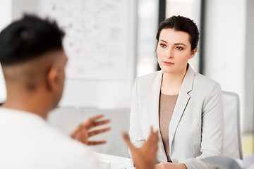 Image showing employer having interview with employee at office