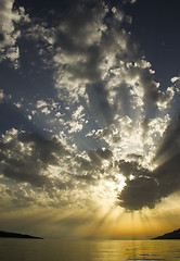 Image showing Sunset dramatic over Adriatic sea