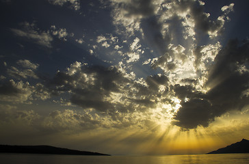 Image showing Sunset dramatic over Adriatic sea