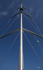 Image showing Mast of the boat up we go