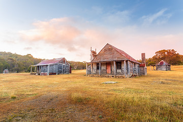 Image showing Beautiful log huts of the Snowy Mountains