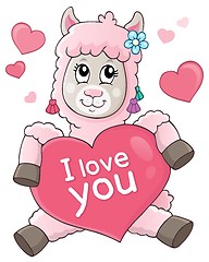 Image showing Valentine llama theme image 2