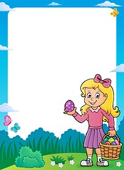 Image showing Girl with Easter eggs theme frame 1