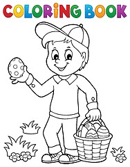 Image showing Coloring book boy with Easter eggs 1