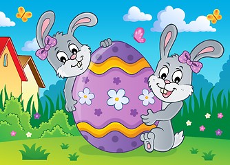 Image showing Easter egg and rabbits theme image 2