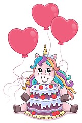 Image showing Unicorn with cake and balloons theme 4