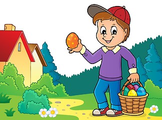 Image showing Boy with Easter eggs theme image 3