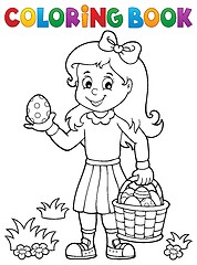 Image showing Coloring book girl with Easter eggs 1