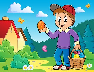 Image showing Boy with Easter eggs theme image 4