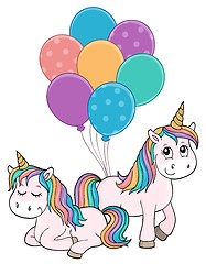 Image showing Two unicorns with balloons theme image 1