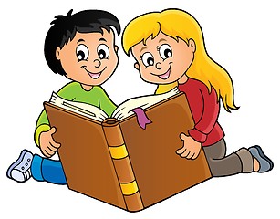 Image showing Kids reading book theme 1